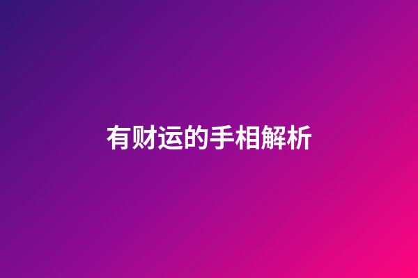 有财运的手相解析