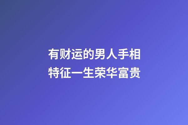 有财运的男人手相特征一生荣华富贵