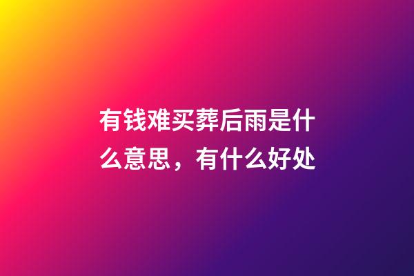 有钱难买葬后雨是什么意思，有什么好处