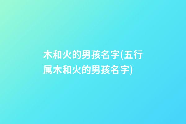木和火的男孩名字(五行属木和火的男孩名字)