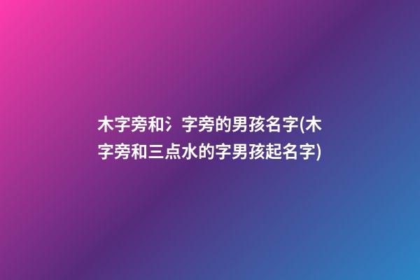 木字旁和氵字旁的男孩名字(木字旁和三点水的字男孩起名字)
