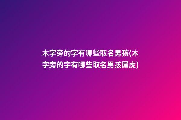 木字旁的字有哪些取名男孩(木字旁的字有哪些取名男孩属虎)
