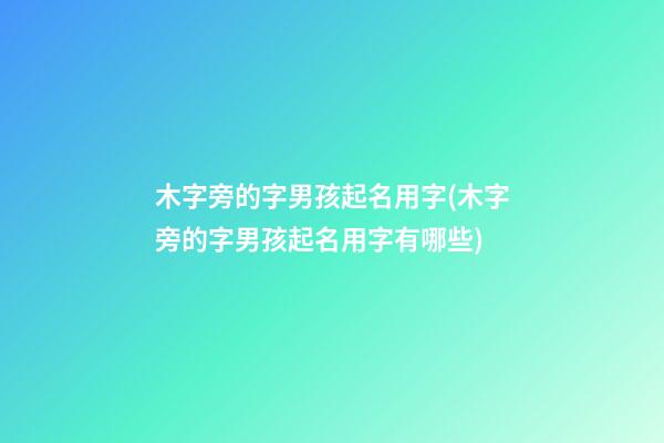 木字旁的字男孩起名用字(木字旁的字男孩起名用字有哪些)