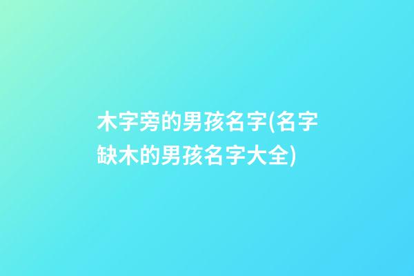 木字旁的男孩名字(名字缺木的男孩名字大全)