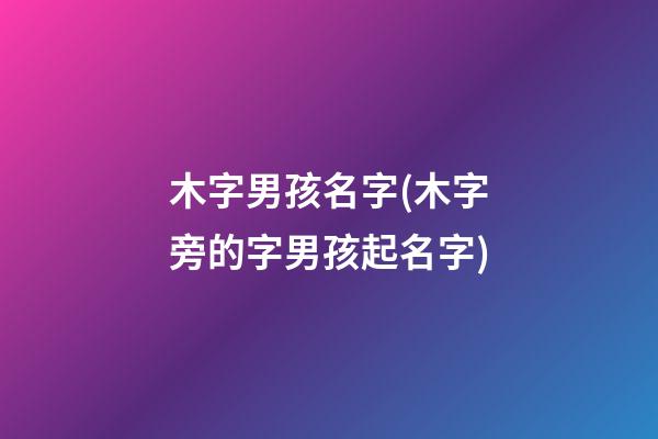 木字男孩名字(木字旁的字男孩起名字)