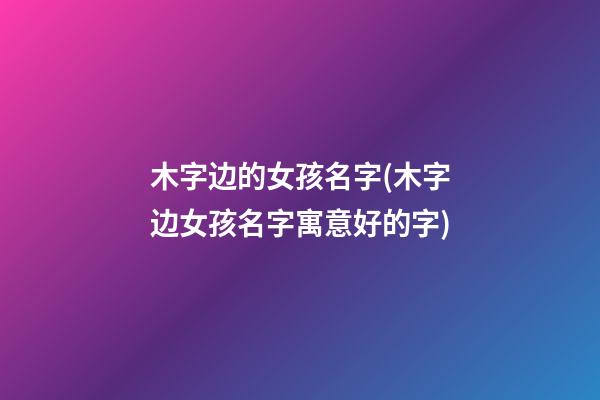 木字边的女孩名字(木字边女孩名字寓意好的字)