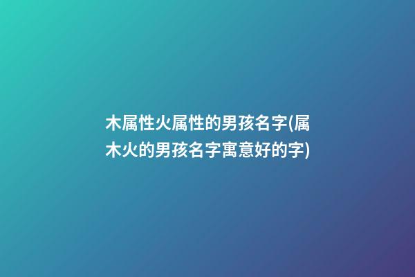木属性火属性的男孩名字(属木火的男孩名字寓意好的字)
