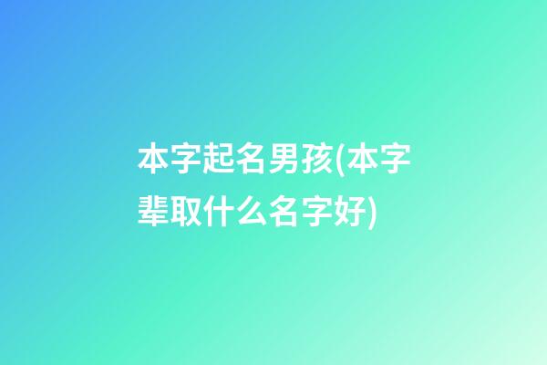 本字起名男孩(本字辈取什么名字好)