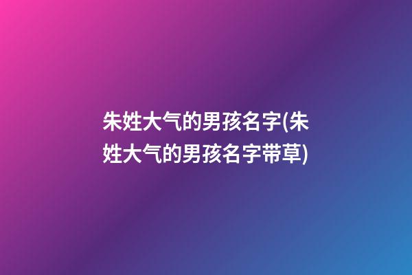 朱姓大气的男孩名字(朱姓大气的男孩名字带草)