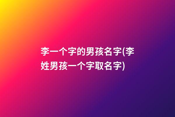 李一个字的男孩名字(李姓男孩一个字取名字)