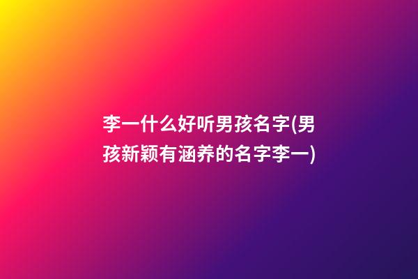 李一什么好听男孩名字(男孩新颖有涵养的名字李一)