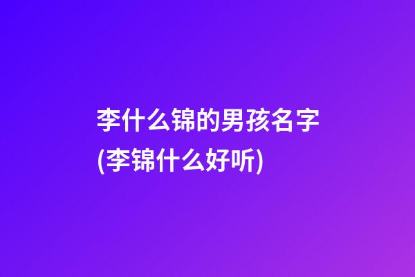 李什么锦的男孩名字(李锦什么好听)