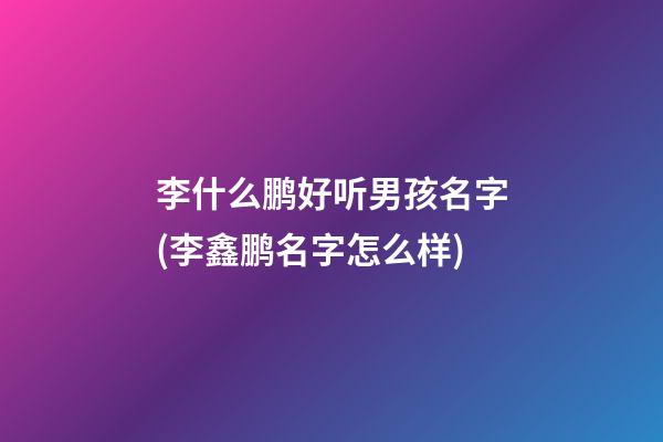李什么鹏好听男孩名字(李鑫鹏名字怎么样)