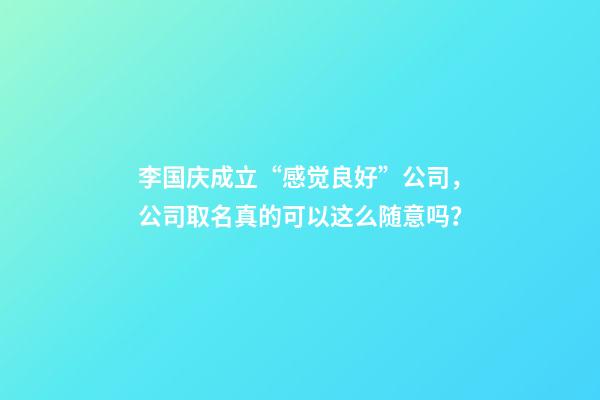 李国庆成立“感觉良好”公司，公司取名真的可以这么随意吗？-第1张-公司起名-玄机派