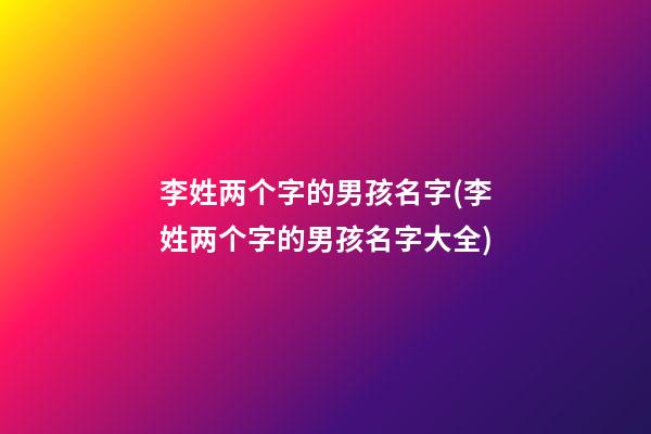 李姓两个字的男孩名字(李姓两个字的男孩名字大全)