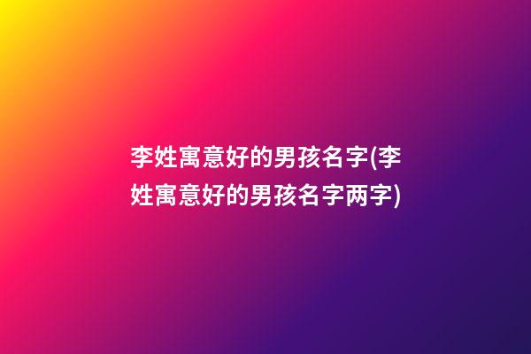 李姓寓意好的男孩名字(李姓寓意好的男孩名字两字)