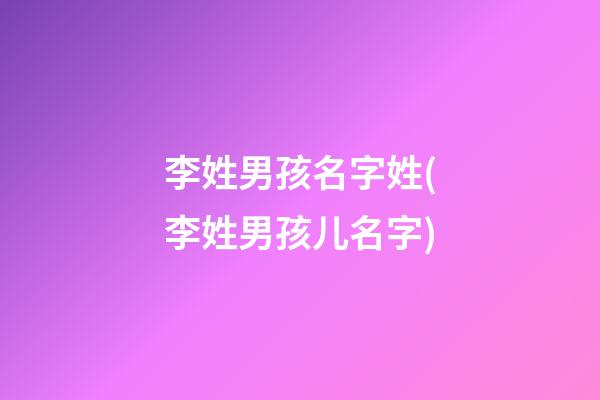 李姓男孩名字姓(李姓男孩儿名字)