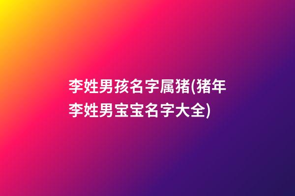 李姓男孩名字属猪(猪年李姓男宝宝名字大全)