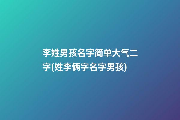 李姓男孩名字简单大气二字(姓李俩字名字男孩)
