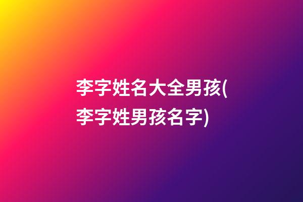 李字姓名大全男孩(李字姓男孩名字)