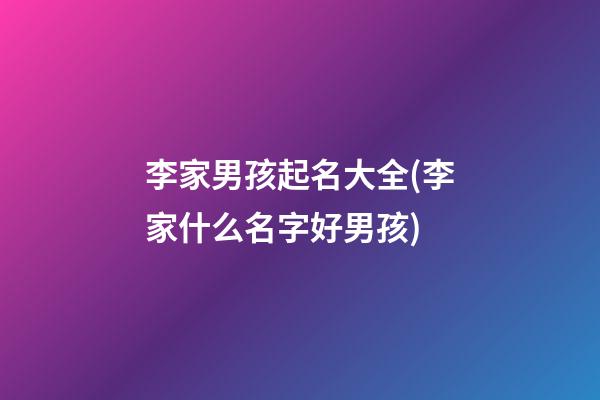 李家男孩起名大全(李家什么名字好男孩)
