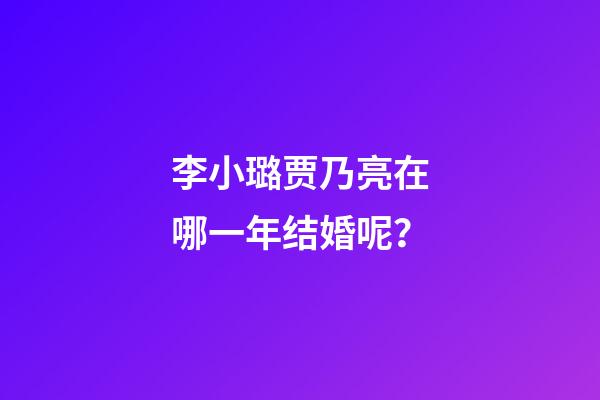 李小璐贾乃亮在哪一年结婚呢？