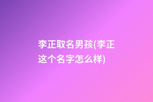 李正取名男孩(李正这个名字怎么样)