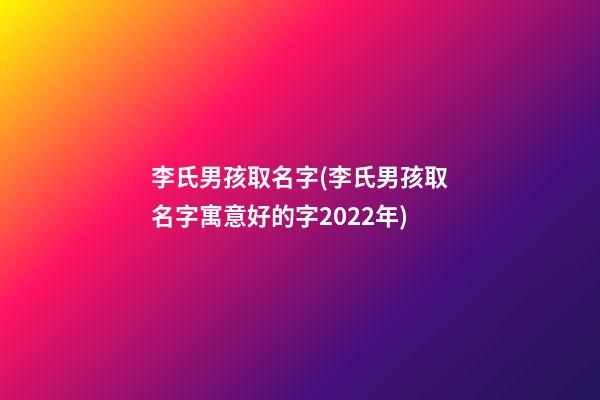 李氏男孩取名字(李氏男孩取名字寓意好的字2022年)