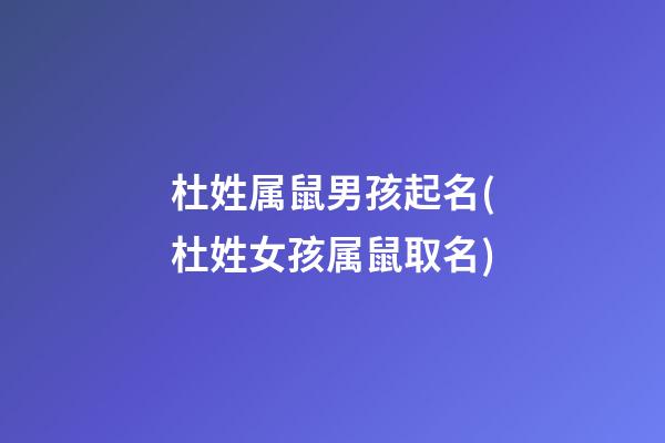 杜姓属鼠男孩起名(杜姓女孩属鼠取名)