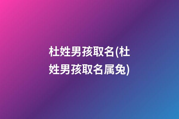 杜姓男孩取名(杜姓男孩取名属兔)