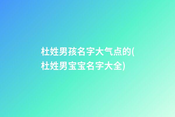 杜姓男孩名字大气点的(杜姓男宝宝名字大全)