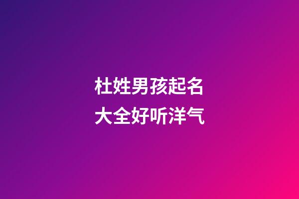 杜姓男孩起名大全好听洋气