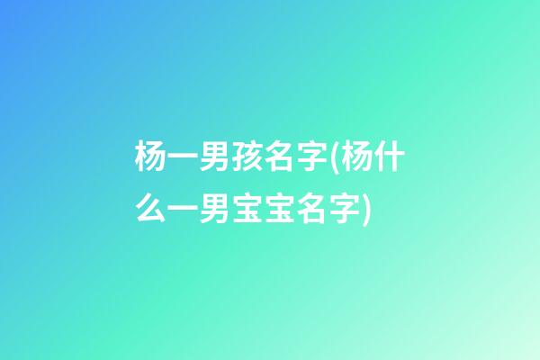 杨一男孩名字(杨什么一男宝宝名字)