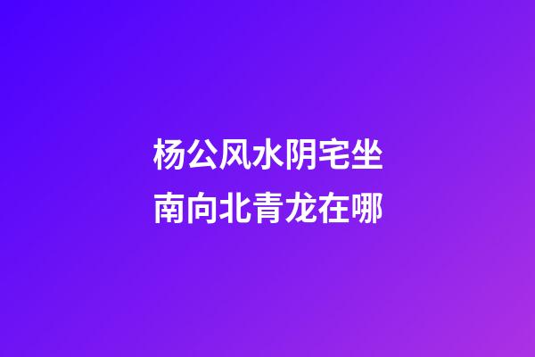 杨公风水阴宅坐南向北青龙在哪