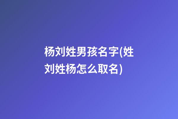 杨刘姓男孩名字(姓刘姓杨怎么取名)