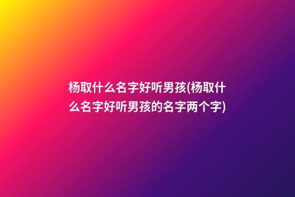 杨取什么名字好听男孩(杨取什么名字好听男孩的名字两个字)
