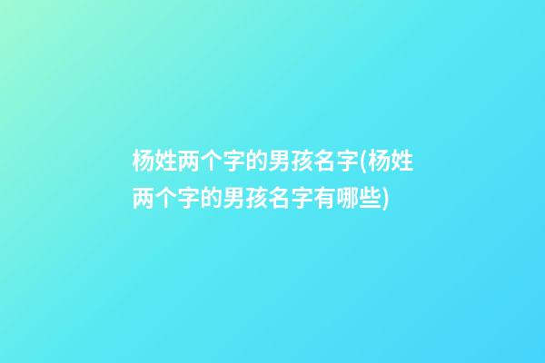 杨姓两个字的男孩名字(杨姓两个字的男孩名字有哪些)