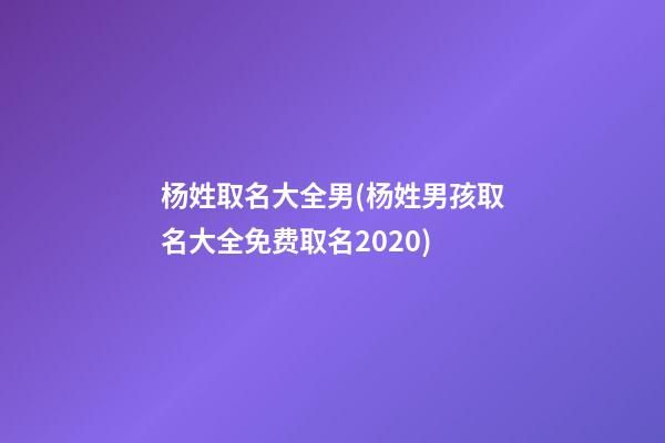 杨姓取名大全男(杨姓男孩取名大全免费取名2020)