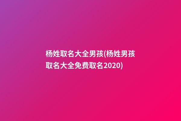 杨姓取名大全男孩(杨姓男孩取名大全免费取名2020)
