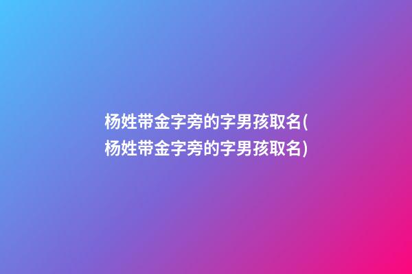 杨姓带金字旁的字男孩取名(杨姓带金字旁的字男孩取名)