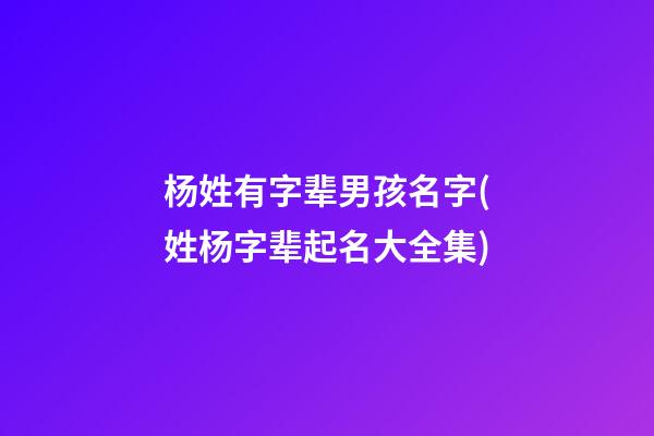 杨姓有字辈男孩名字(姓杨字辈起名大全集)