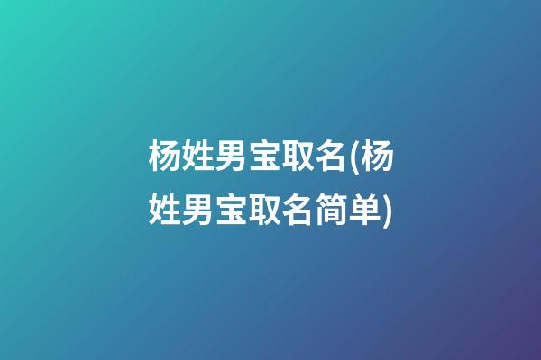 杨姓男宝取名(杨姓男宝取名简单)
