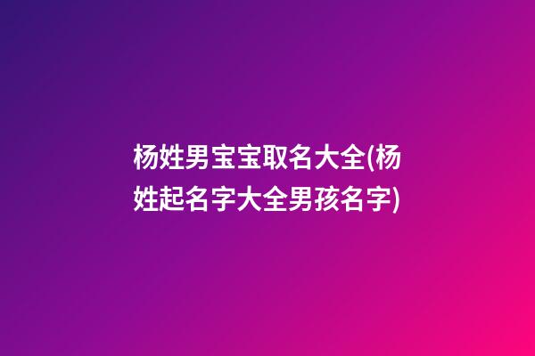 杨姓男宝宝取名大全(杨姓起名字大全男孩名字)