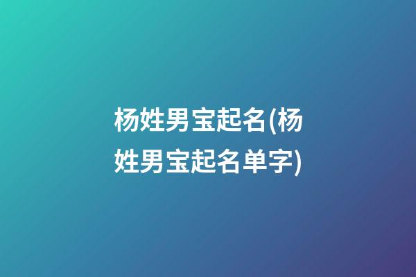 杨姓男宝起名(杨姓男宝起名单字)