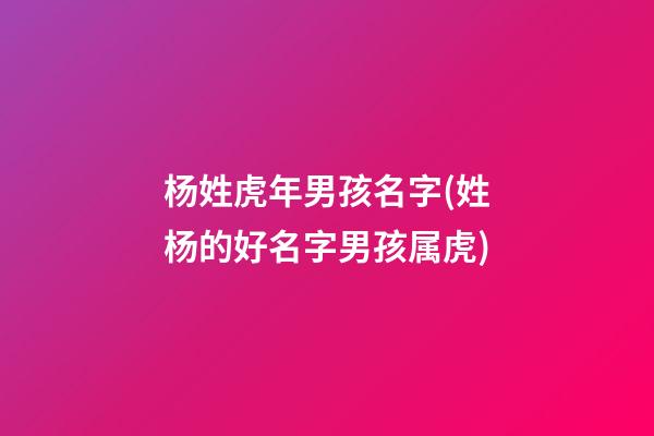 杨姓虎年男孩名字(姓杨的好名字男孩属虎)