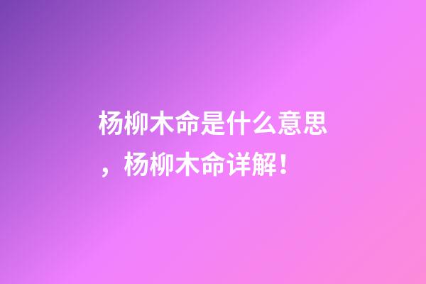 杨柳木命是什么意思，杨柳木命详解！
