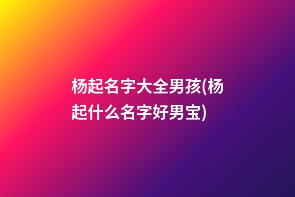 杨起名字大全男孩(杨起什么名字好男宝)