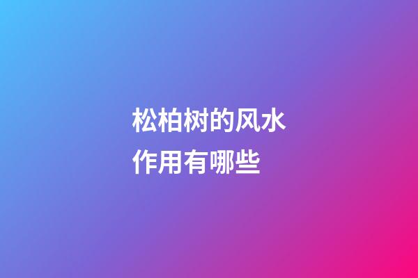 松柏树的风水作用有哪些