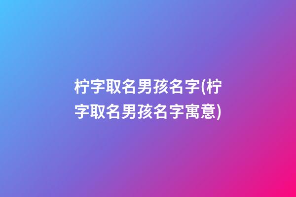 柠字取名男孩名字(柠字取名男孩名字寓意)