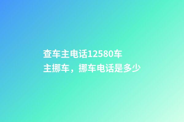 查车主电话12580车主挪车，挪车电话是多少-第1张-观点-玄机派